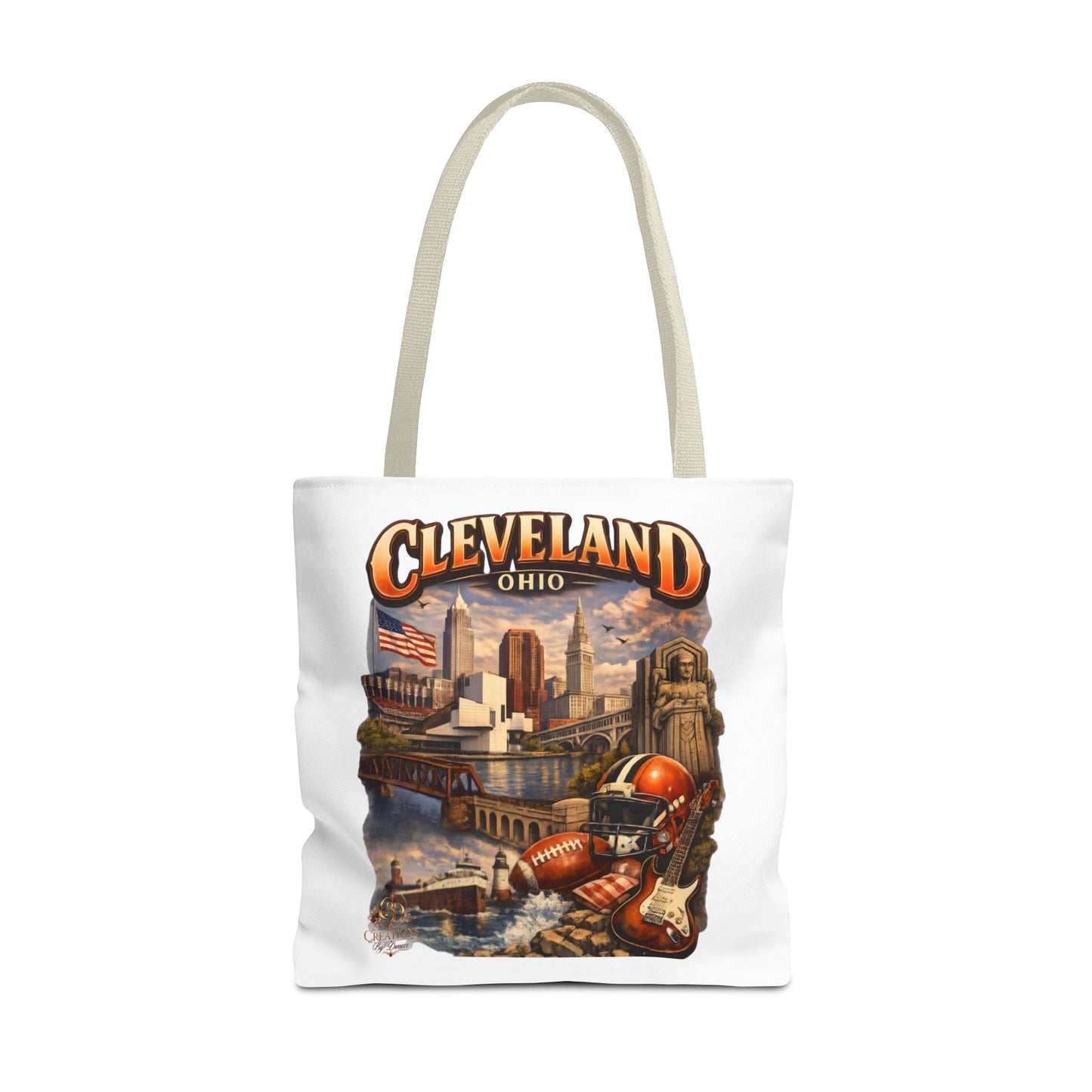 Cleveland Cityscape Tote Bag — Vintage Ohio Skyline & Sports Montage