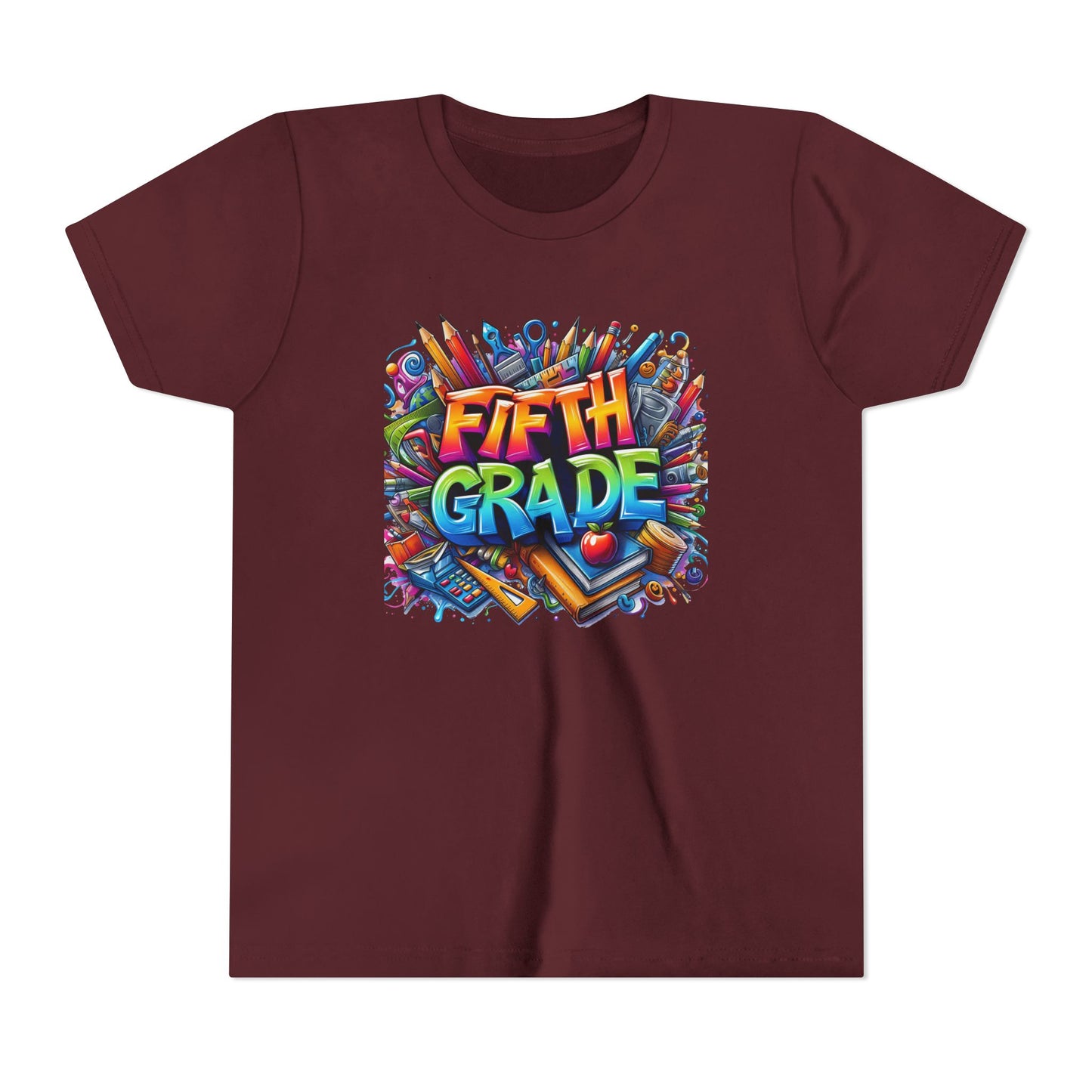 Fifth Grade Kid's Tee - Colorful School Supplies Back to School T-Shirt