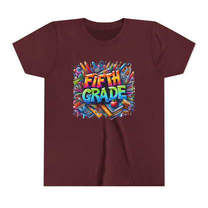 Fifth Grade Kid's Tee - Colorful School Supplies Back to School T-Shirt