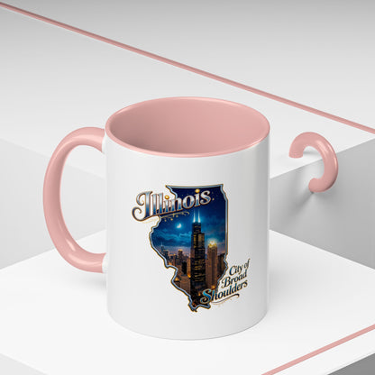 Illinois Skyline Accent Coffee Mug – City of Broad Shoulders Chicago Design (11/15oz)