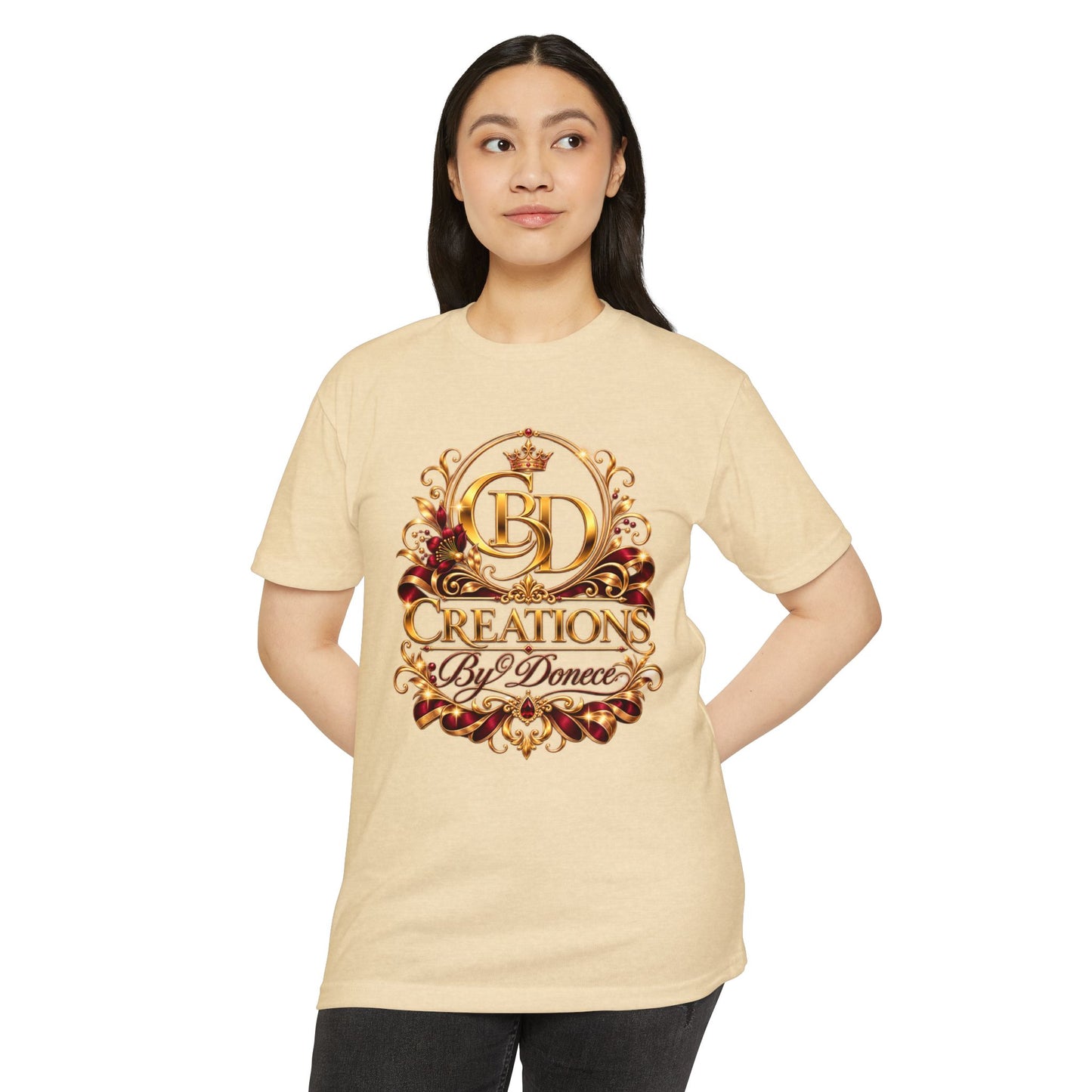 Creations By Donece® Logo T-Shirt – Gold Ornamental Graphic Tee