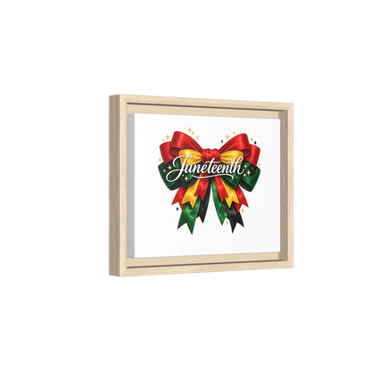 Juneteenth Framed Canvas Print – Festive Red, Green & Gold Ribbon Wall Art