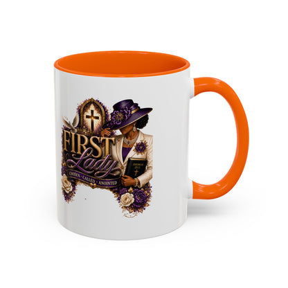 First Lady Church Coffee Mug — Elegant Purple Hat Gospel Tea Cup (11/15oz)