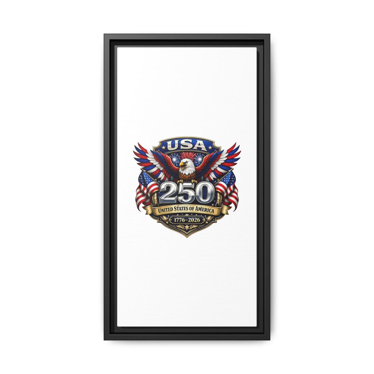 USA 250 Anniversary Framed Canvas — Patriotic Eagle 1776–2026 Wall Art