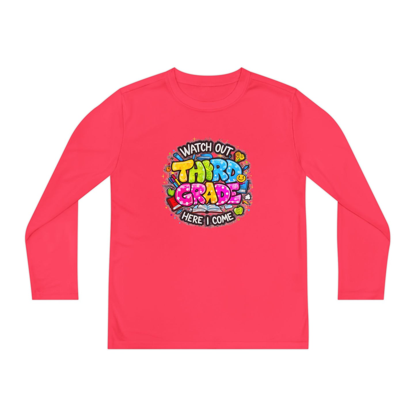 Youth Long Sleeve Tee — "Watch Out Third Grade Here I Come" Back-to-School Shirt