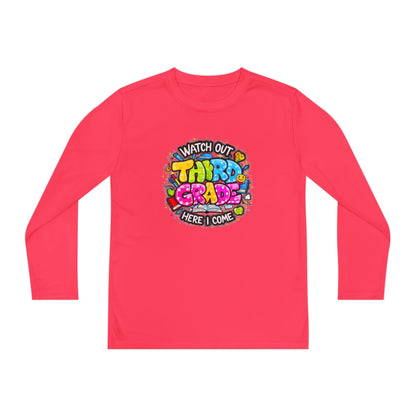 Youth Long Sleeve Tee — "Watch Out Third Grade Here I Come" Back-to-School Shirt