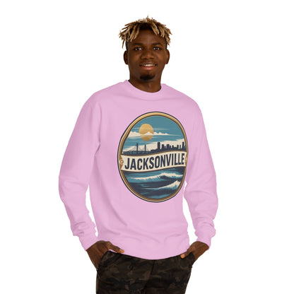 Jacksonville Coastal Crewneck Sweatshirt — Retro Beach Skyline