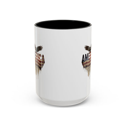 America Eagle Flag Accent Coffee Mug – Patriotic 11/15oz Ceramic