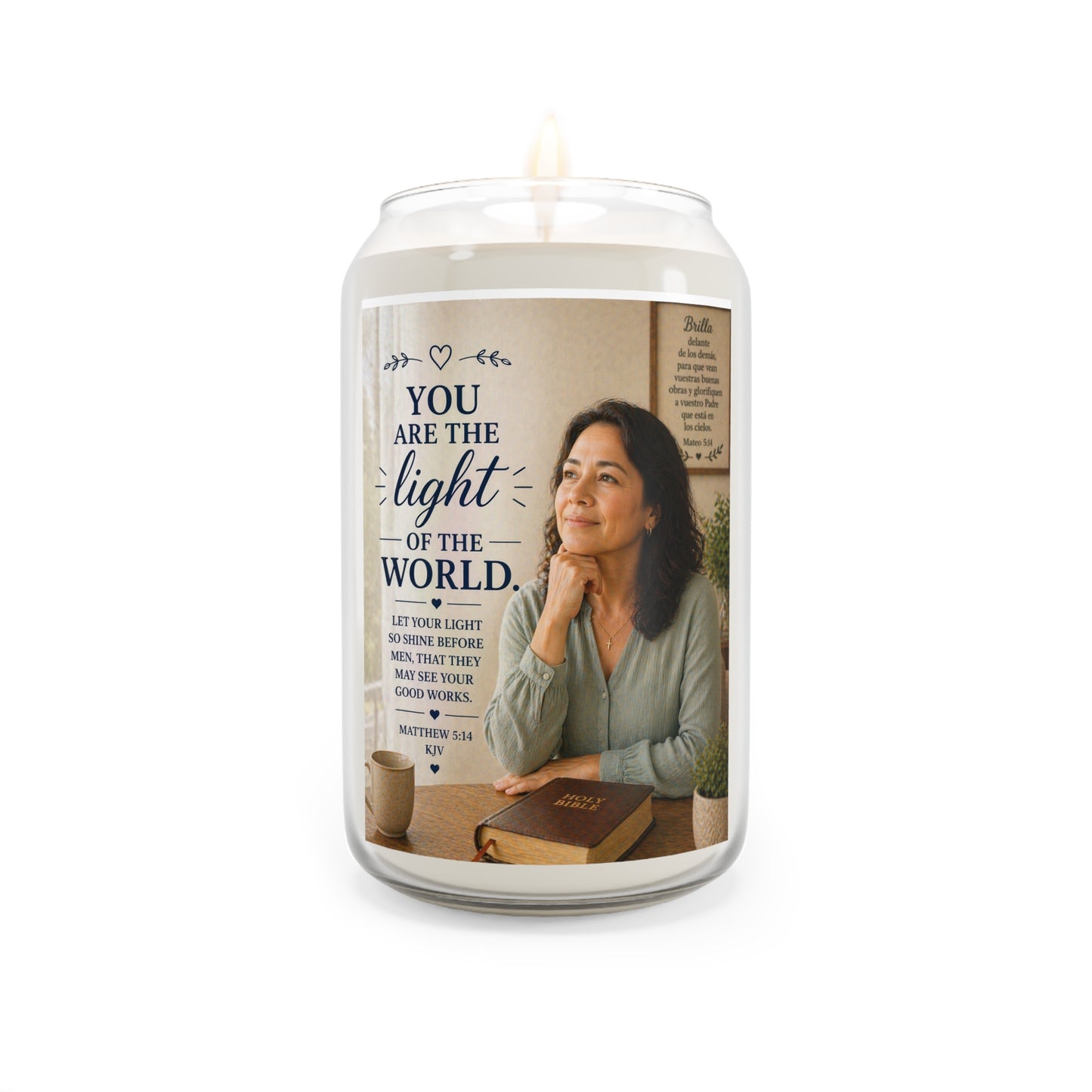 Inspirational Scented Soy Candle – “You Are the Light of the World” (13.75 oz)