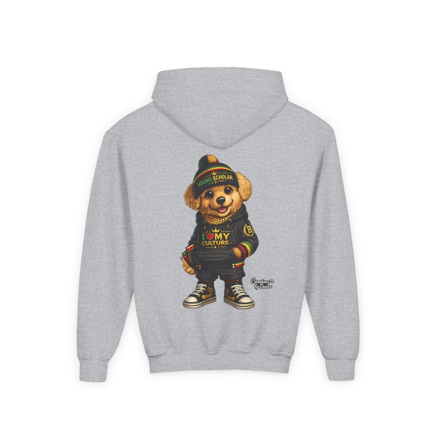 Kids Teddy Bear Hoodie — 'I Love My Culture' Streetwear Youth Sweatshirt