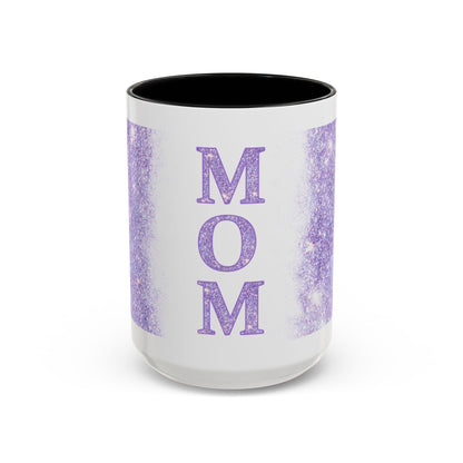 Mom Glitter Accent Coffee Mug – Purple Sparkle Mother's Day Gift (11/15oz)
