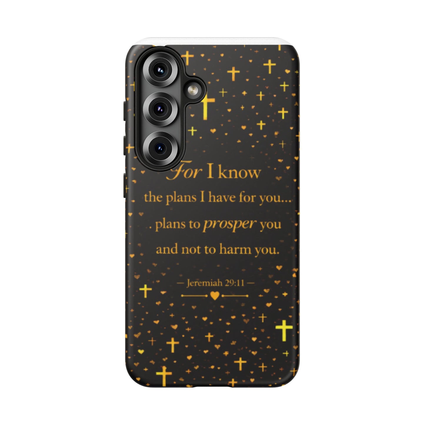 Phone Case — "For I Know" Jeremiah 29:11 Gold Cross Christian Tough Case