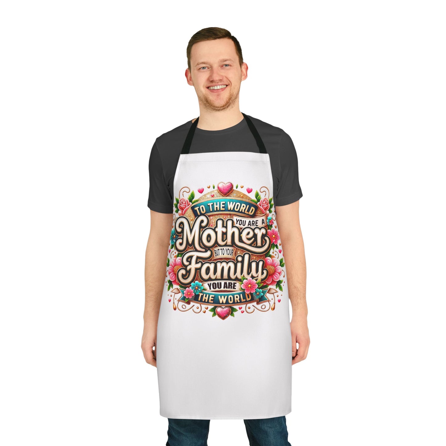 Mother & Family Floral Apron — "To the World You Are a Mother" Gift for Moms