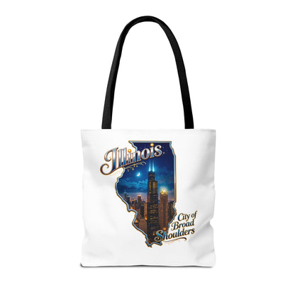 Illinois Skyline Tote Bag — "City of Broad Shoulders" Chicago Night Design