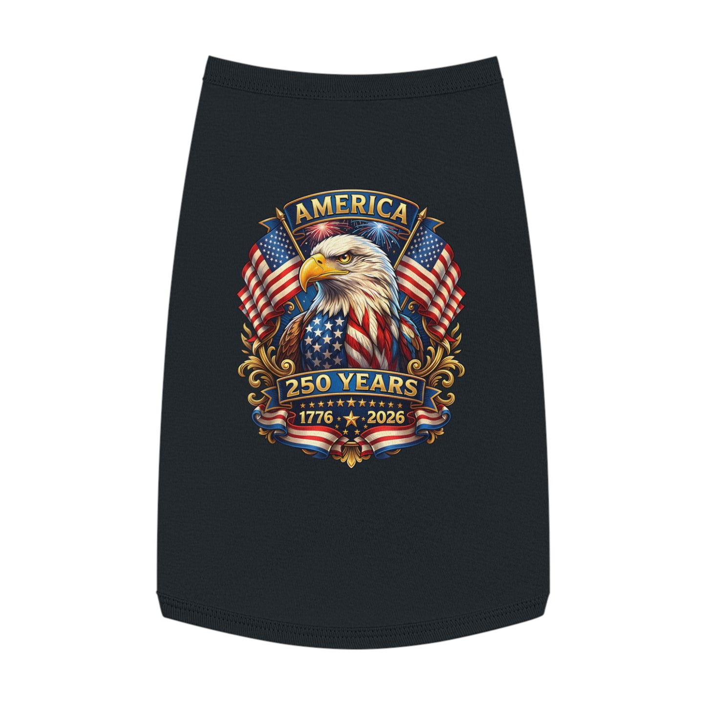 Patriotic Eagle Pet Tank Top – America 250 Years 1776-2026 Dog Shirt