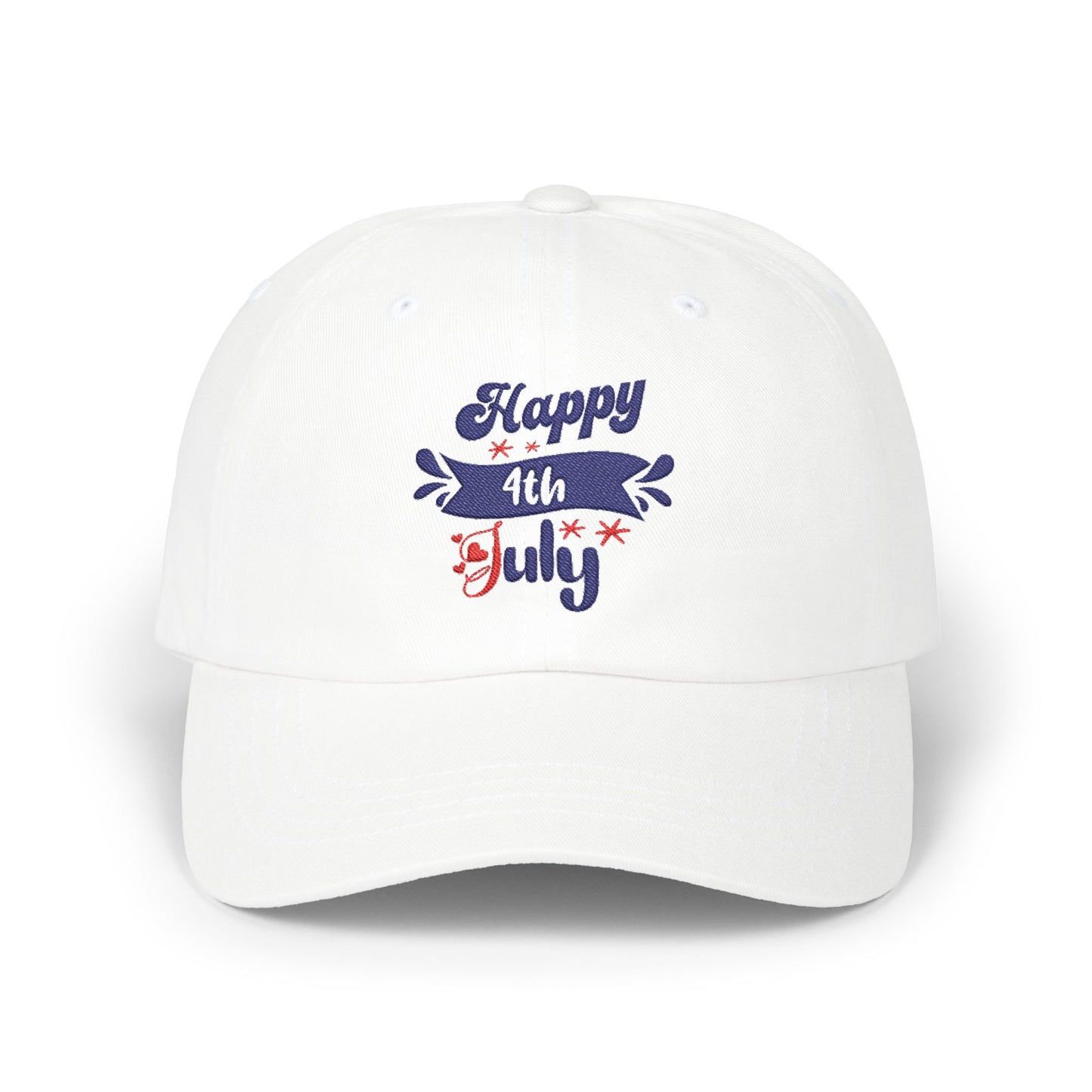 4th of July Dad Cap — "Happy 4th July" Embroidered Patriotic Baseball Hat