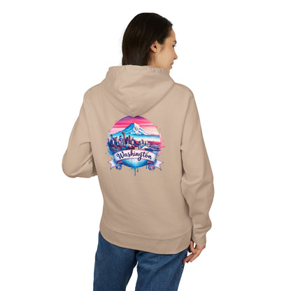 Washington State Skyline Hoodie — Retro Mt. Rainier Travel Pullover