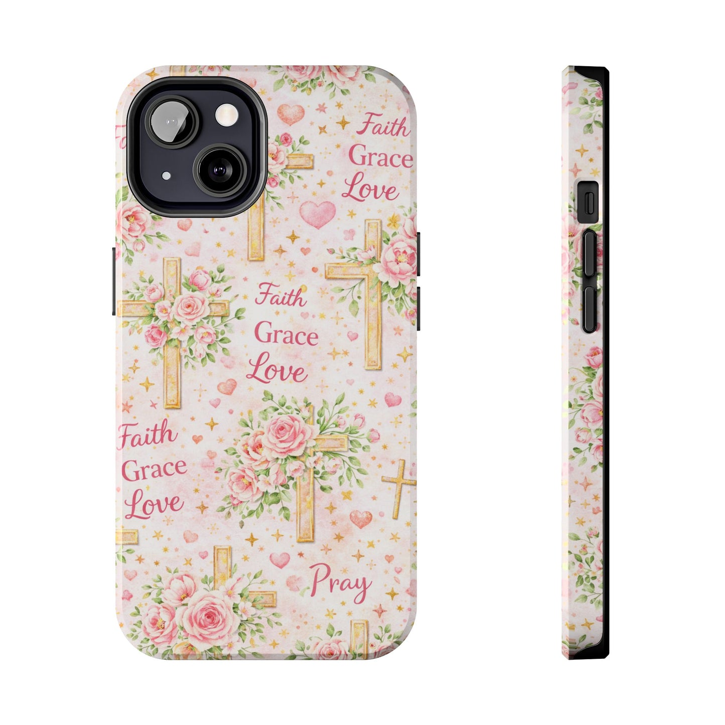 Faith Grace Love Cross Phone Case | Christian Floral iPhone Case