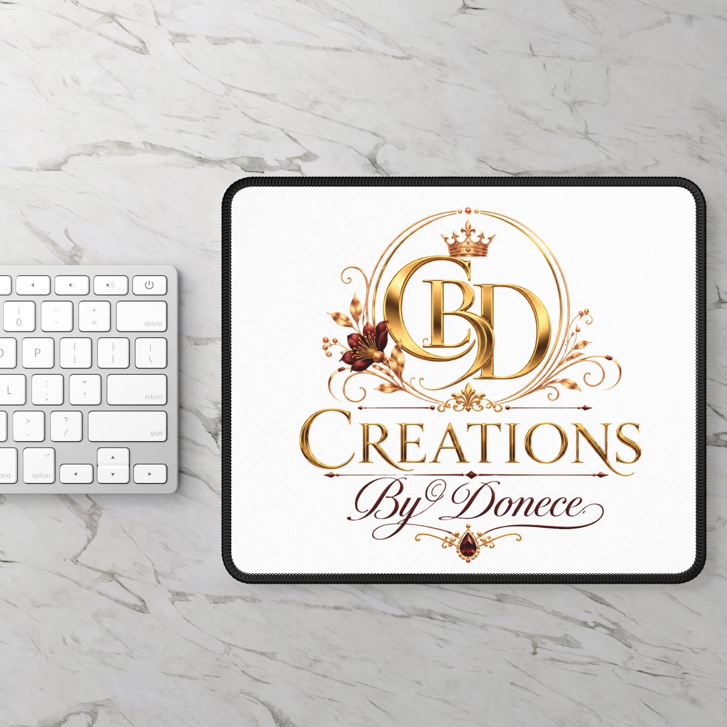 Gaming Mouse Pad — 'BD Creations By Donece' Gold Logo Desk Mat