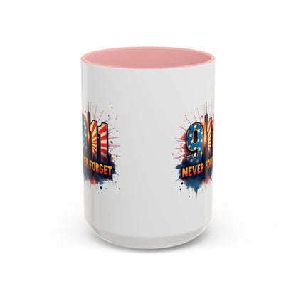 9/11 Never Forget Coffee Mug — Patriotic Memorial Accent Mug