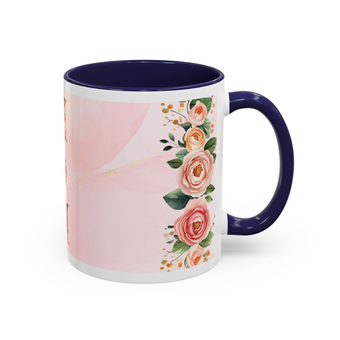 Mom Floral Accent Coffee Mug – Pink Rose Mother's Day Gift (11/15 oz)