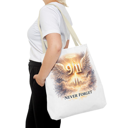 9/11 Memorial Tote Bag – 'Never Forget' Angel Wings Tribute
