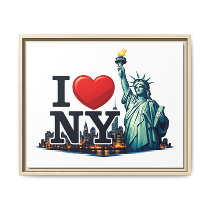 I Love NY Statue of Liberty Matte Framed Canvas