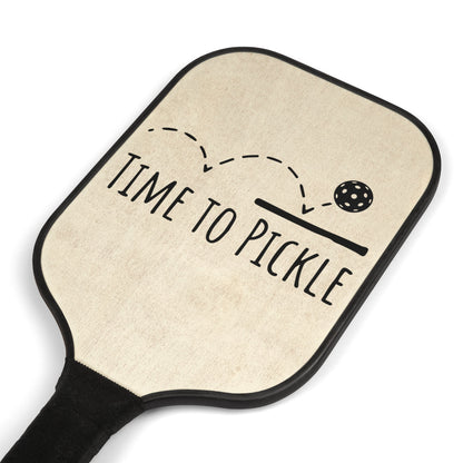 Pickleball Paddle Set - "Time to Pickle" Lightweight Wooden Paddles with Balls (2-Pack)
