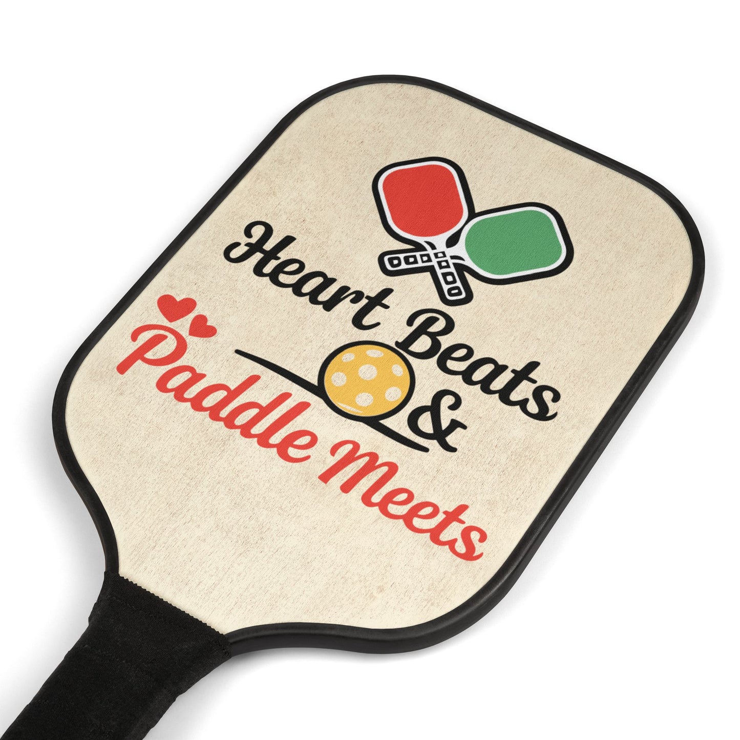 Pickleball Paddle Set — "Heart Beats & Paddle Meets" Graphic Kit (2 Paddles + Balls)