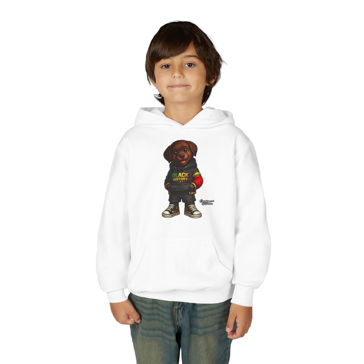 Youth Hoodie - Cute Rottweiler Puppy 'Black History' Graphic Sweatshirt for Kids