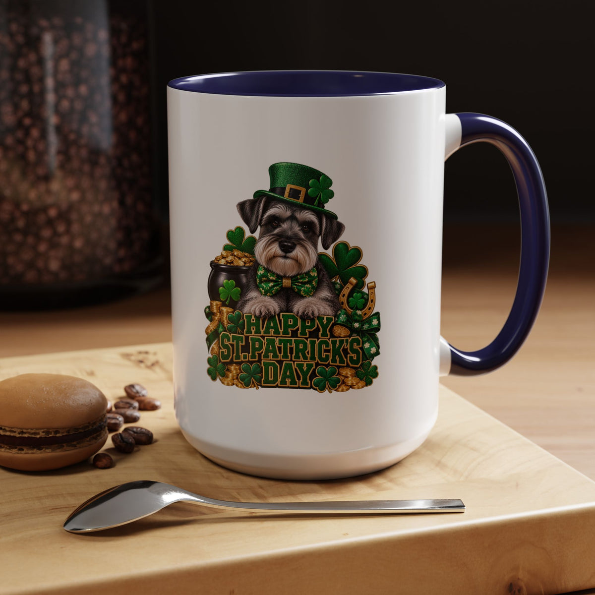 St. Patrick's Day Schnauzer Coffee Mug – Happy St. Patrick's Day Accent Mug