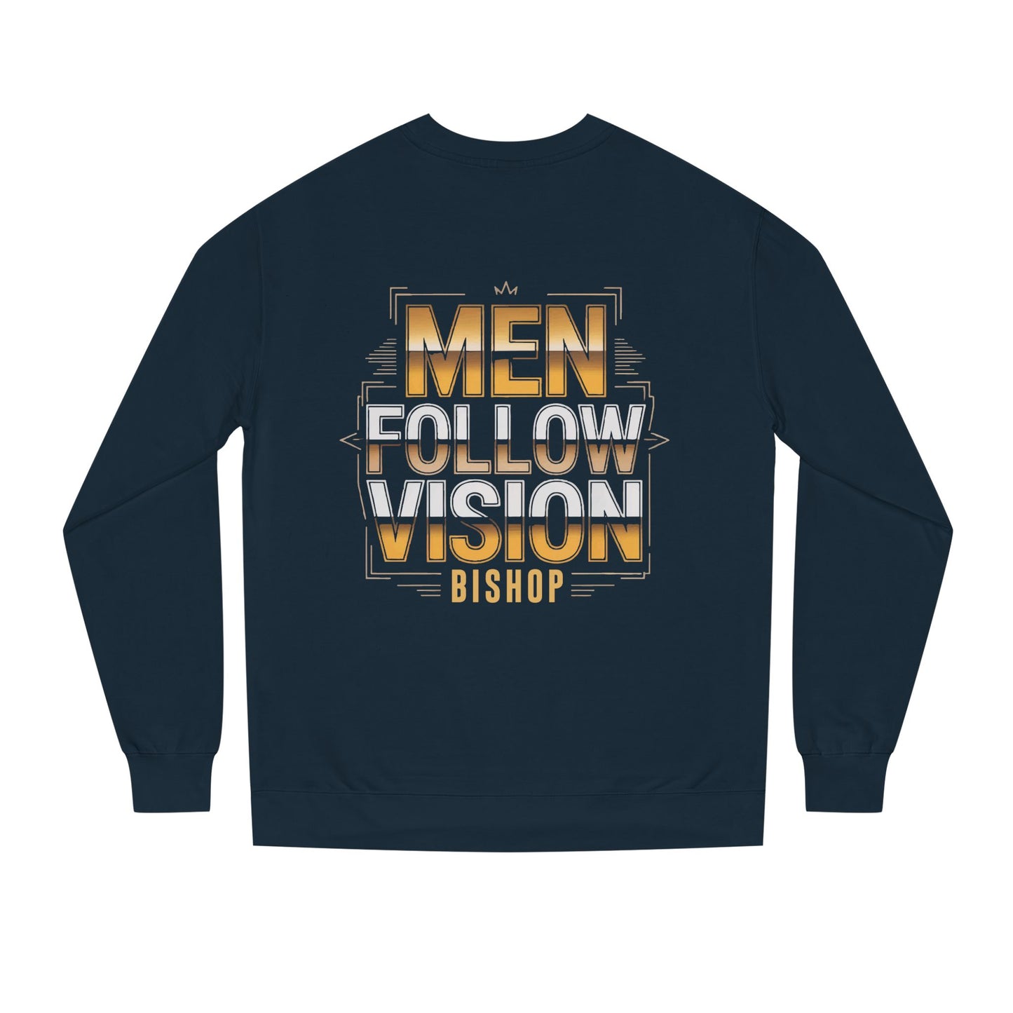 Men Follow Vision Bishop Crewneck Sweatshirt — Inspirational Faith Graphic