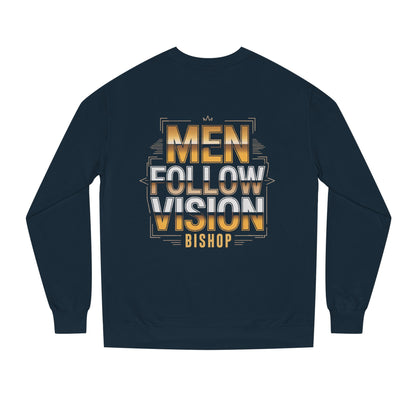 Men Follow Vision Bishop Crewneck Sweatshirt — Inspirational Faith Graphic