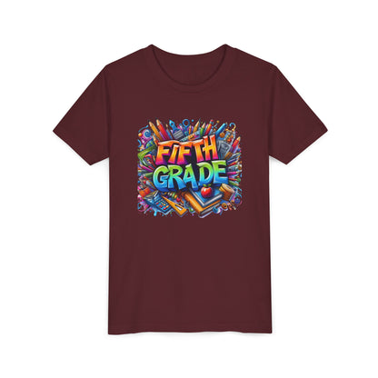 Fifth Grade Kid's Tee - Colorful School Supplies Back to School T-Shirt