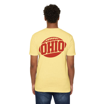 Ohio Football T-Shirt — Retro Red Football Logo Tee