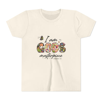 I Am God’s Masterpiece Youth Tee — Floral Christian Inspirational Shirt