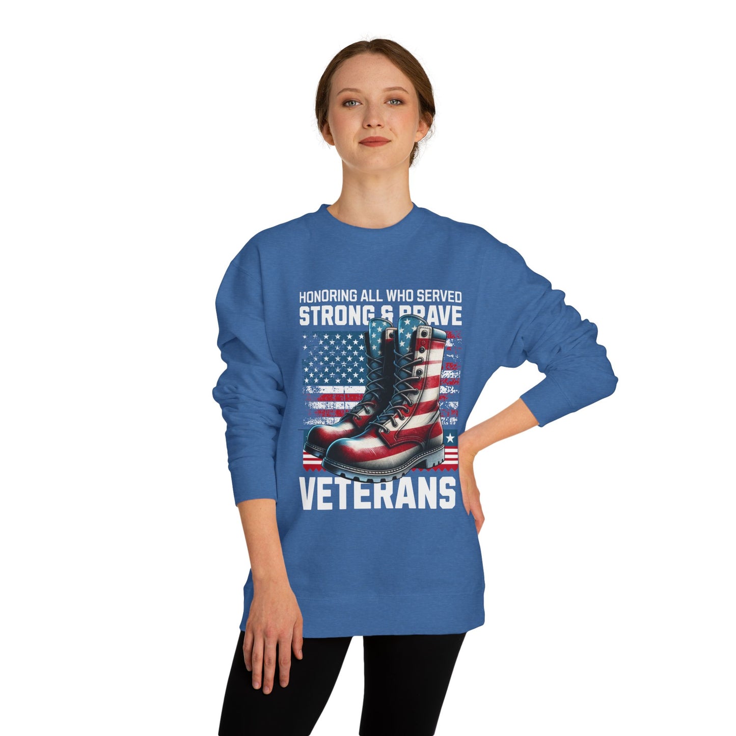 Veterans Tribute Sweatshirt — "Honoring All Who Served" Military Boots & American Flag