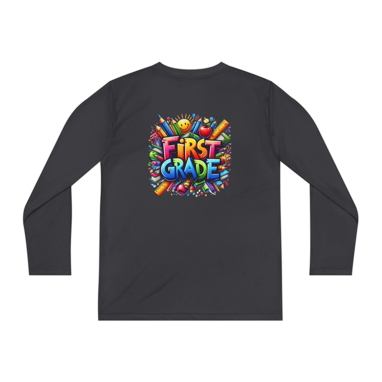First Grade Youth Long Sleeve Tee — Colorful Back-to-School Shirt