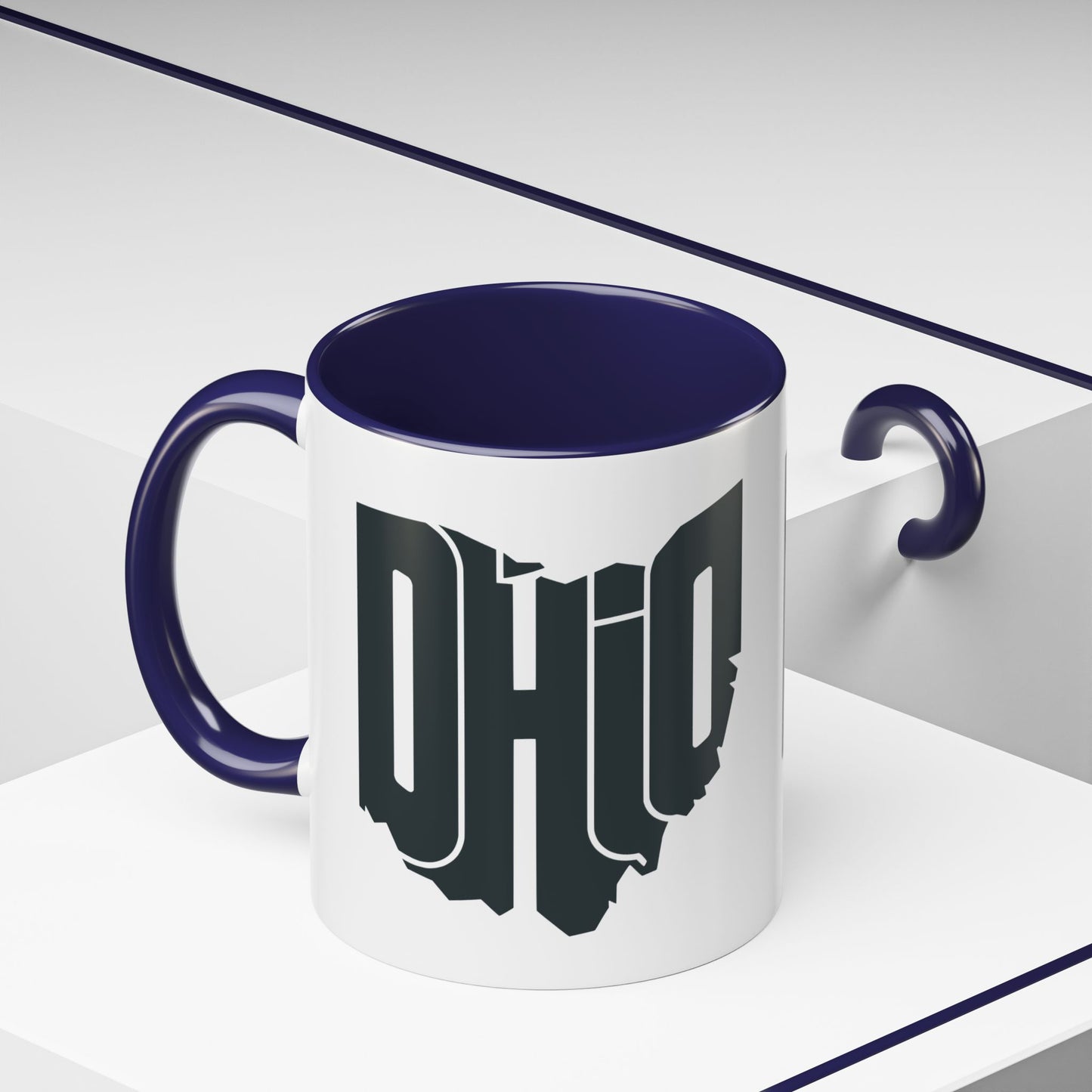 Ohio State Outline Accent Coffee Mug – Black Handle & Interior