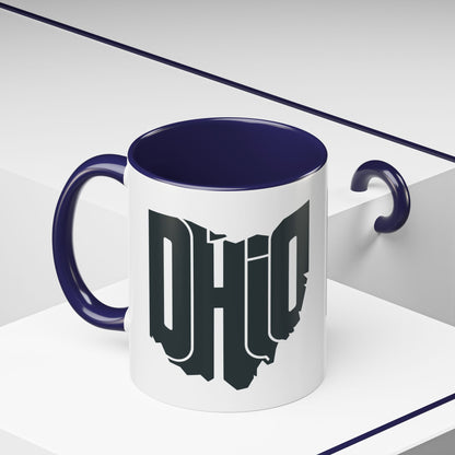 Ohio State Outline Accent Coffee Mug – Black Handle & Interior