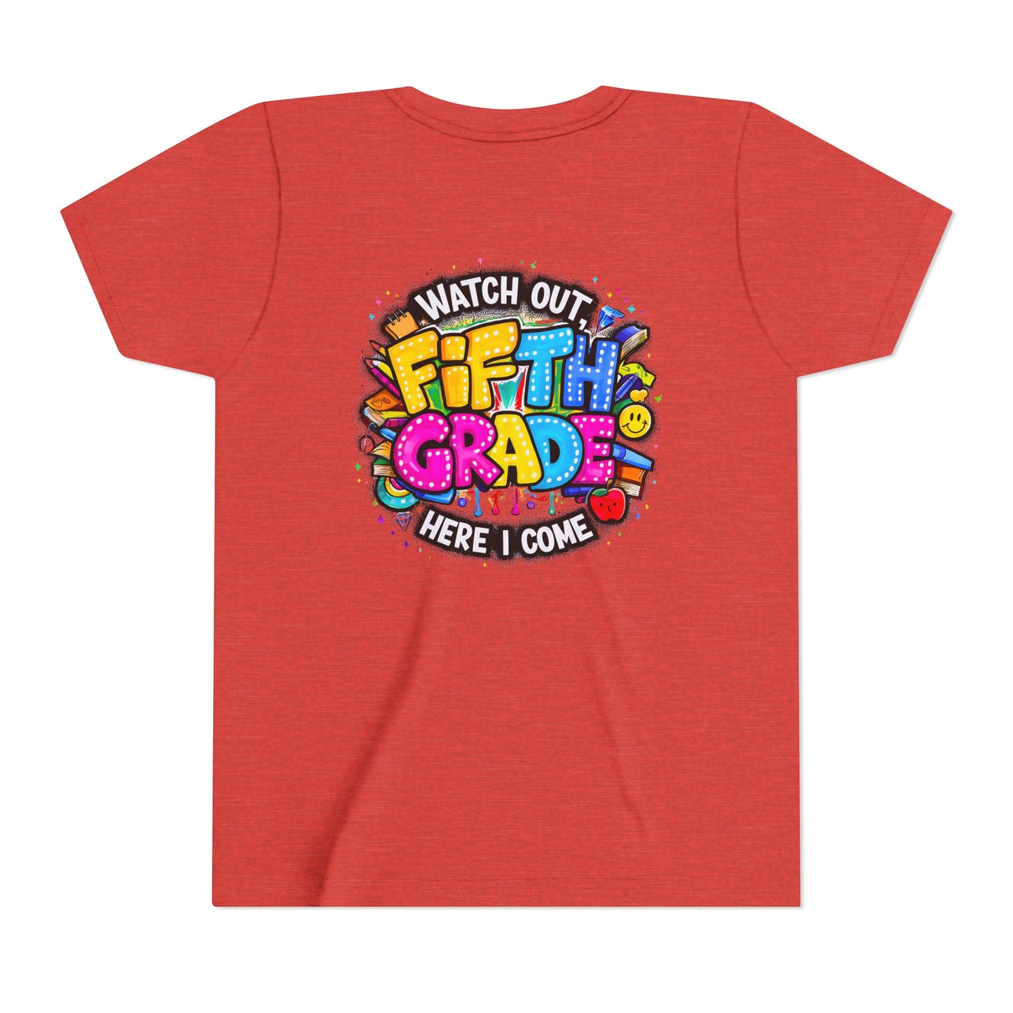 Fifth Grade T‑Shirt for Kids - "Watch Out Fifth Grade Here I Come" Back-to-School Tee