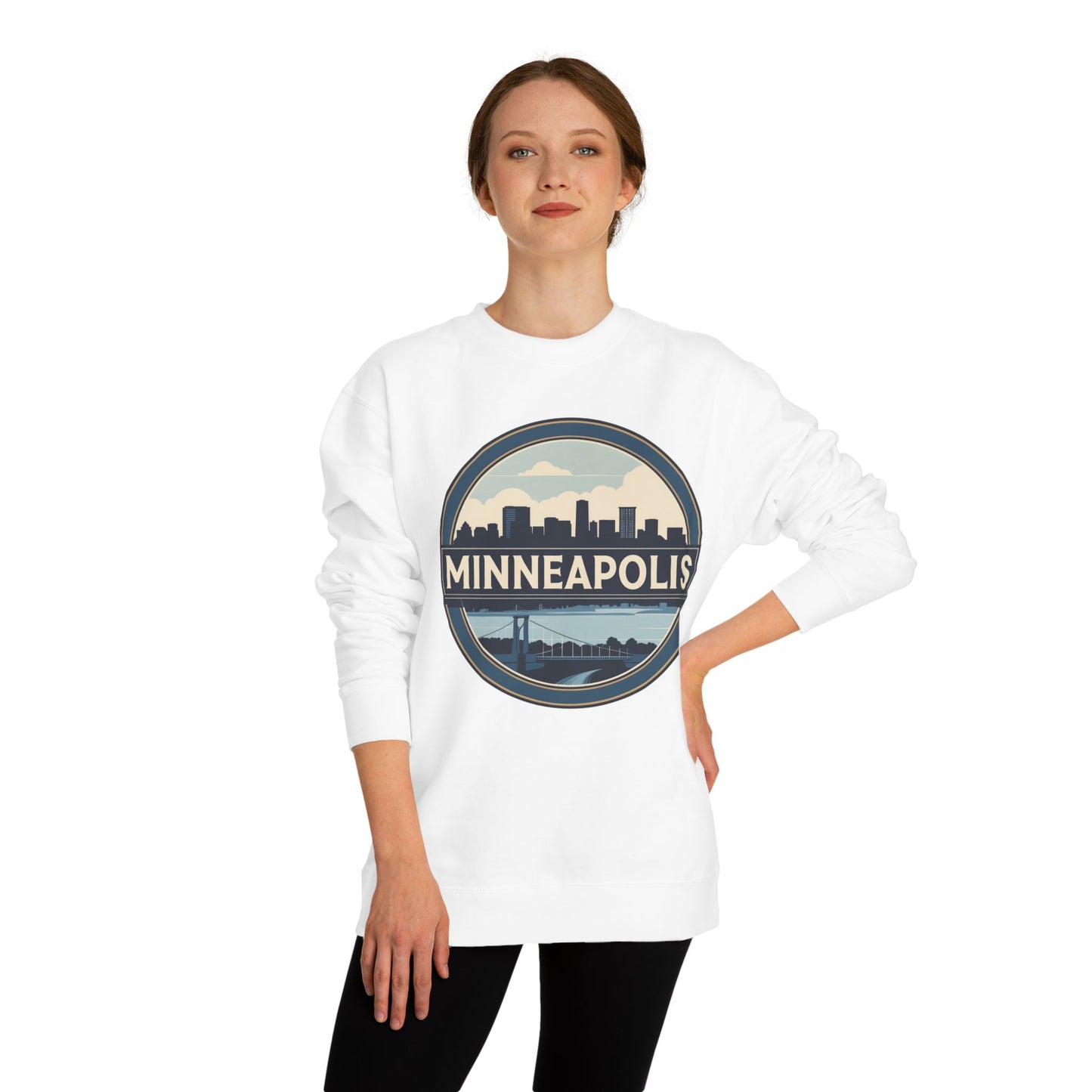 Minneapolis Skyline Crewneck Sweatshirt — Vintage Cityscape Design