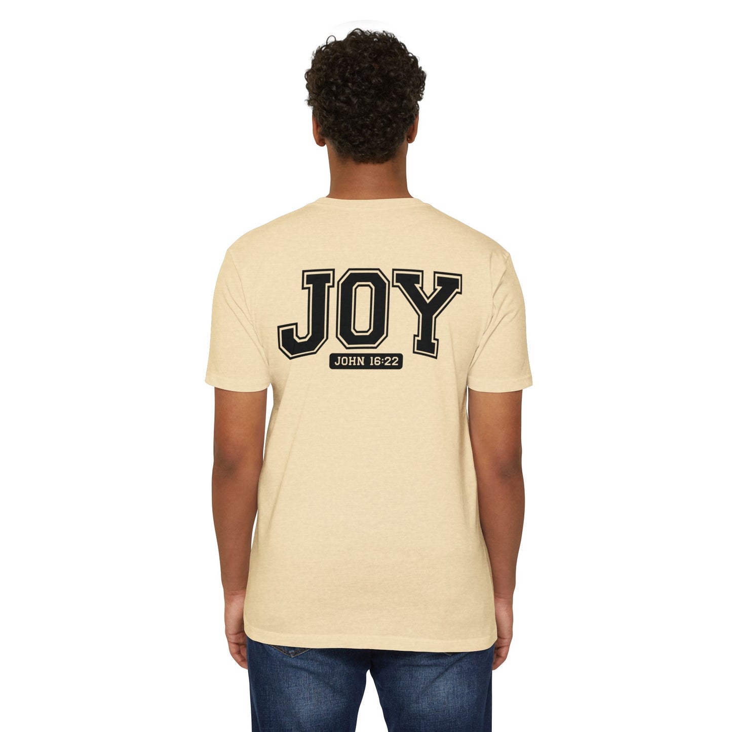 Joy T-Shirt – Christian Scripture John 16:22 College-Style Tee