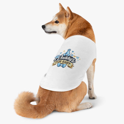 Pet Tank — "Daddy's Fur Baby" Blue Bow Paw Print Dog Tank Top