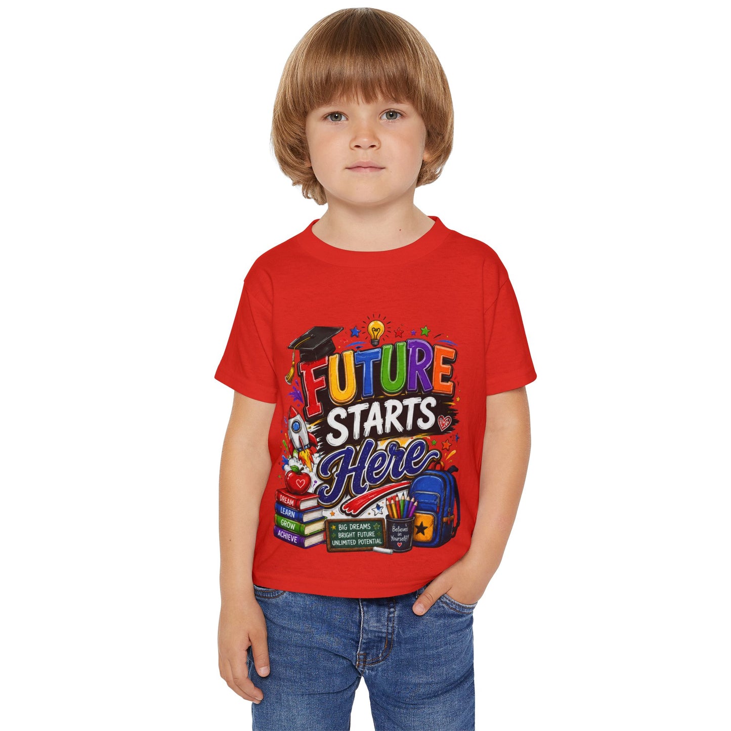 Toddler T-Shirt — "Future Starts Here" Back-to-School Graphic Tee