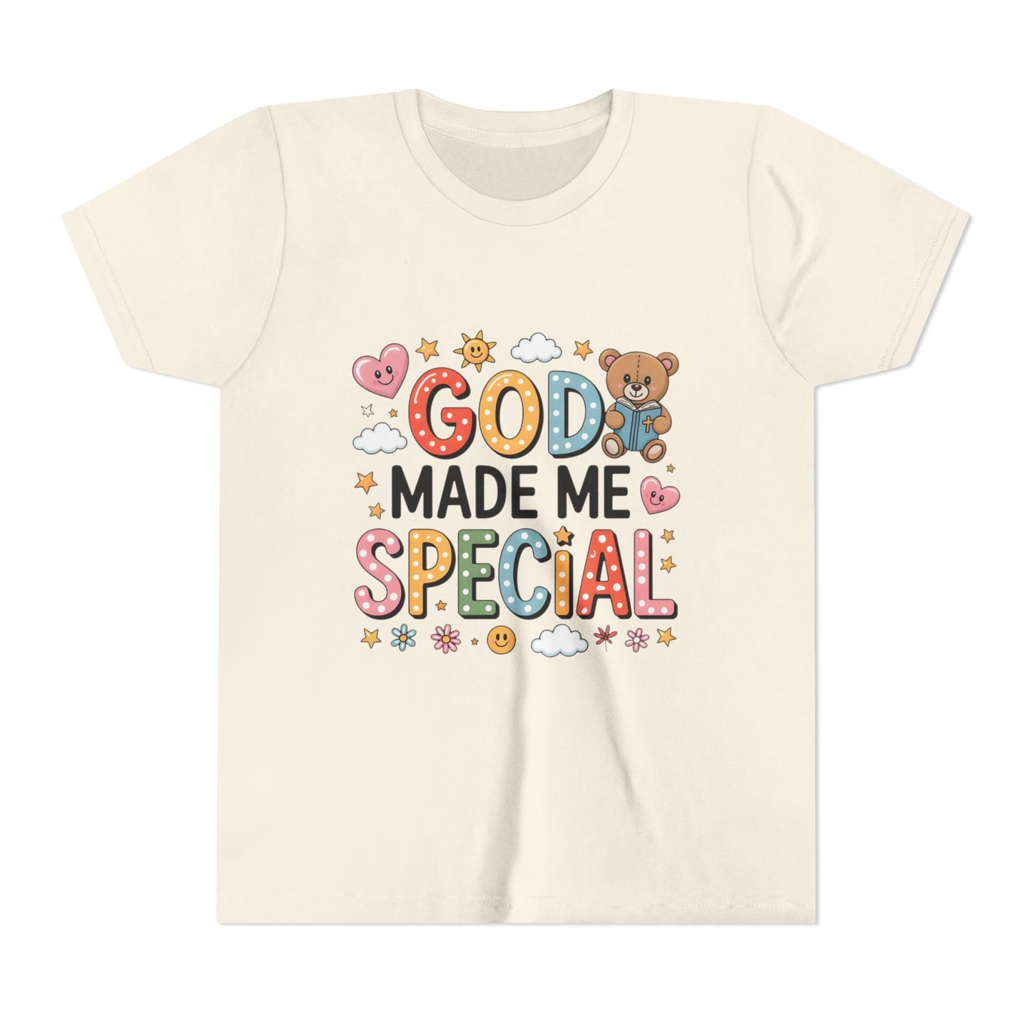 Youth Tee — "God Made Me Special" Cute Christian Kids T-Shirt
