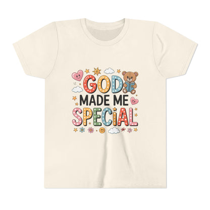 Youth Tee — "God Made Me Special" Cute Christian Kids T-Shirt