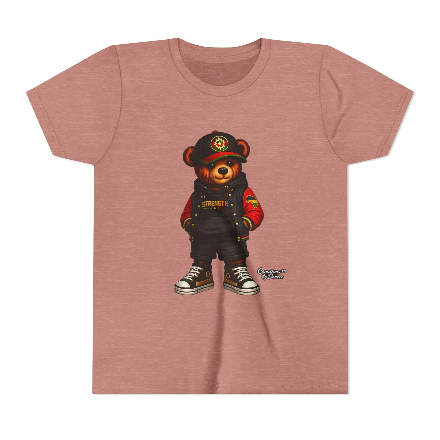 Kids Teddy Bear Streetwear Tee — 'Strength' Graphic Youth T-Shirt