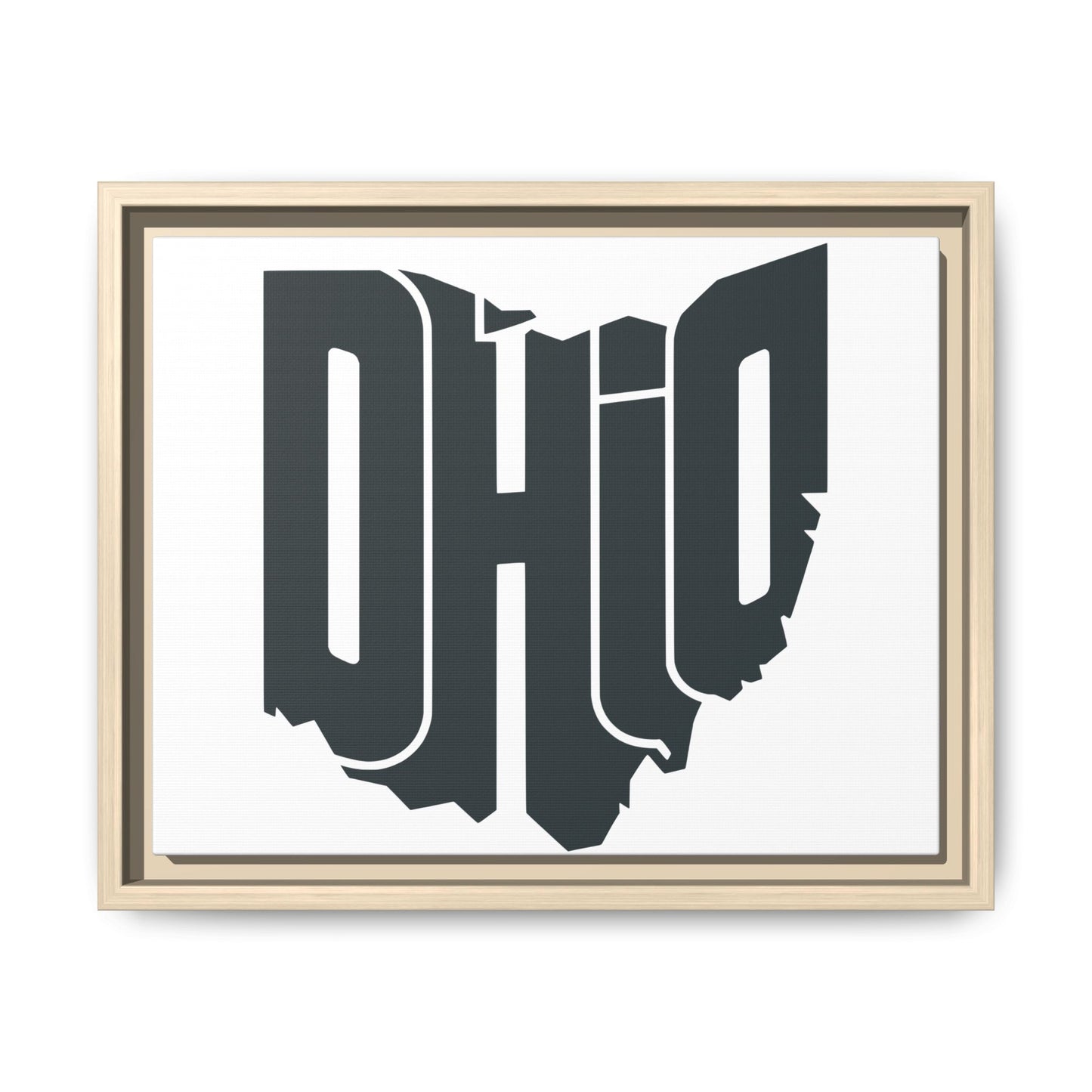Ohio State Silhouette Matte Framed Canvas — Modern State Wall Art