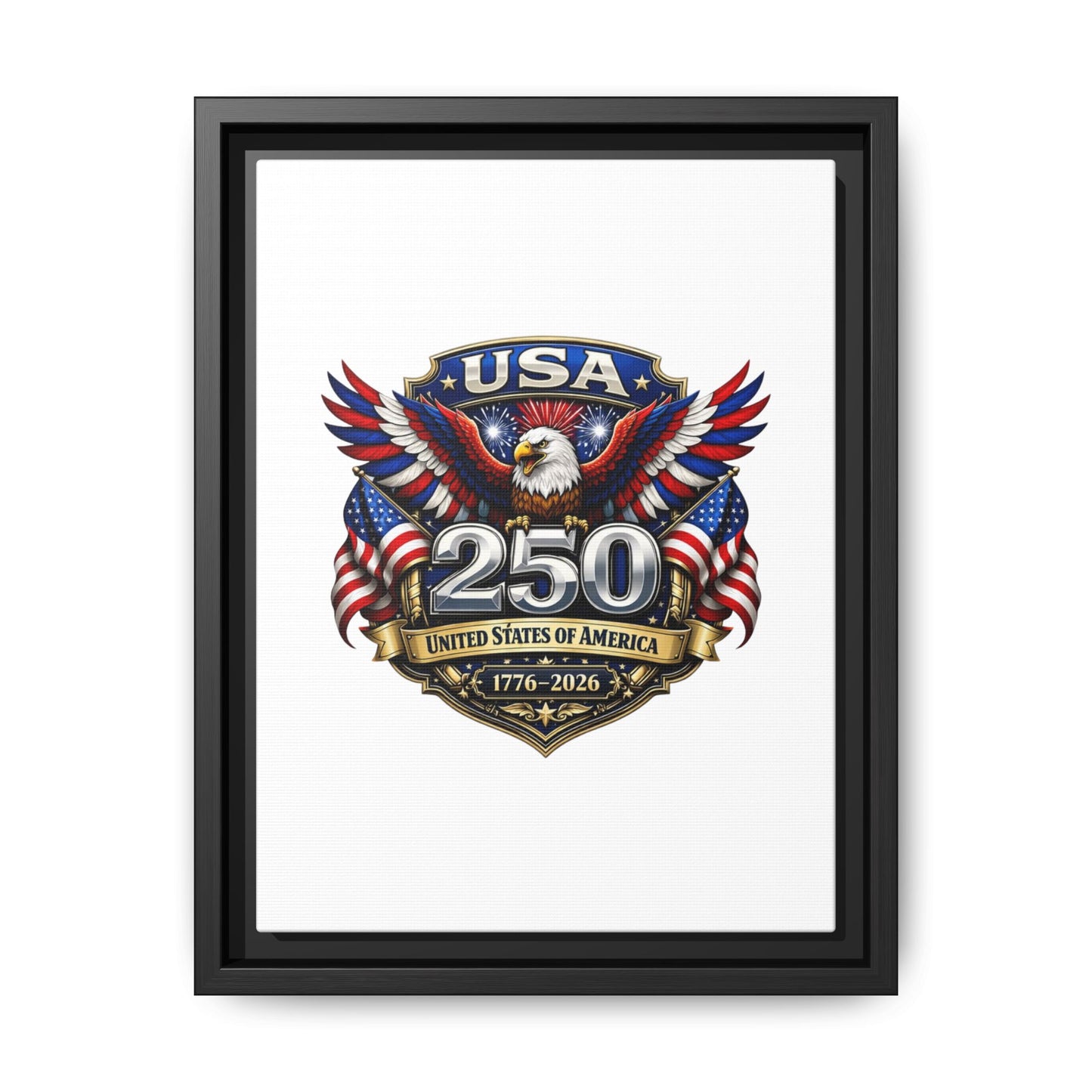 USA 250 Anniversary Framed Canvas — Patriotic Eagle 1776–2026 Wall Art